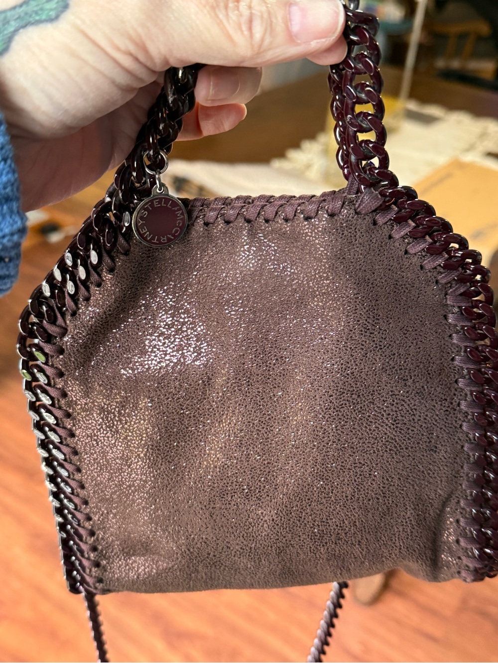 Stella McCartney Purple Falabella Mini Tote - Chain Detail